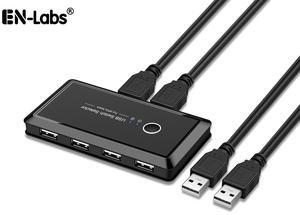 USB 2.0 Switch Selector,2 Computers Sharing 4 USB Devices USB 2.0 Switcher Hub Adapter for Mouse Keyboard Scanner Printer PCs with One-Button Swapping