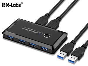 USB 3.0 Switch Selector,2 Computers Sharing 4 USB Devices USB 3.0 Switcher Hub Adapter for Mouse Keyboard Scanner Printer PCs with One-Button Swapping