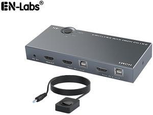 2-Port HDMI USB KVM Switch 4K@60Hz,HDMI Switcher 1 Monitor and 4 USB 2.0 Ports for 2 Computers Sharing Monitor Keyboard Mouse Hard Drives with Desktop Controller and Cable Kits