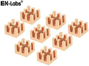 Copper Heatsink 7x7x5mm with 2.0 W/mK Thermal Adhesive Tape Heat Sink for Motherboard ,Memory, IC Chipset Cooling Radiator - Pack of 8