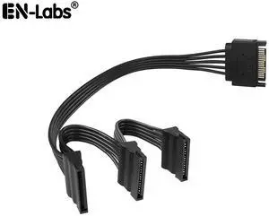 SATA Power Splitter Cable,1 to 3 SATA 15-Pin Male to Female Extension Cable for SSD,DVD-ROM,HDD,13.8 Inch - Black