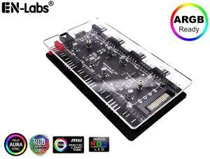 2-in-1 PWM & ARGB 5V Addressable RGB Controller Hub 8 Ports 12V 4Pin Fan & 5V 3Pin AURA Adapter with PMMA Case and Magnetic Standoff for Cooling Radiator & Computer LED Strip Lights - SATA Powered 2-in-1 PWM & ARGB 5V Addressable RGB Controller Hub 8 Ports 12V 4Pin Fan & 5V 3Pin AURA Adapter with PMMA Case and Magnetic Standoff for Cooling Radiator & Computer LED Strip Lights - SATA Powered
