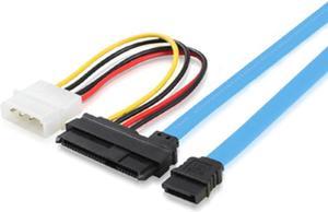 70CM Internal SAS 29-Pin SFF-8482 to 7-pin SATA Data Cable with 15CM Molex 4-pin LP4 Power Cable