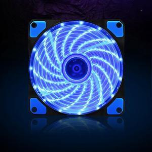 120mm PC Computer 16dB Ultra Silent 15 LEDs Case Fan Heatsink Cooler Cooling w/ Anti-Vibration Rubber,12CM Fan,12VDC TX 3Pin and Molex 4pin