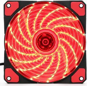 120mm PC Computer 16dB Ultra Silent 15 LEDs Case Fan Heatsink Cooler Cooling w/ Anti-Vibration Rubber,12CM Fan,12VDC TX 3Pin and Molex 4pin