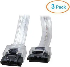 3 Pack 18 inch SATA3 SATA III 6Gb/s Serial ATA DATA cable w/ latch Locking for Hard Drive Disk HDD / SSD,Straight to Straigth