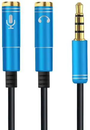 Audio Cable 3.5mm Jack Headphone Microphone Splitter,4 Pole Male to 2 Female Headset+ Mic Aux Extension Adapter for Android Phone & iPhone Audio Cable 3.5mm Jack Headphone Microphone Splitter,4 Pole Male to 2 Female Headset+ Mic Aux Extension Adapter for Android Phone & iPhone