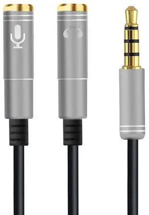 Audio Cable 3.5mm Jack Headphone Microphone Splitter,4 Pole Male to 2 Female Headset+ Mic Aux Extension Adapter for Android Phone & iPhone Audio Cable 3.5mm Jack Headphone Microphone Splitter,4 Pole Male to 2 Female Headset+ Mic Aux Extension Adapter for Android Phone & iPhone