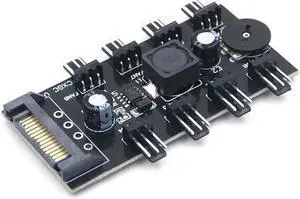 8 Channel Computer PC Case CPU Cooler 3pin cooling fan speed temperature controller, 8 Way 3 pin Fan Hub Power Supply Splitter by SATA 15pin