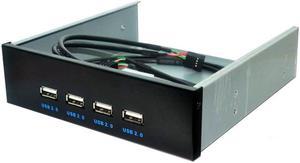 4 Port USB 2.0 5.25" Internal CD-ROM Bay Front Panel USB Hub,4 X USB 2.0 Type A Female to Motherboard USB 9 pin Splitter Adapter w/ 5.25 inch Metal Bracket