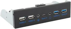 5.25 Inch Front Panel 5 Ports USB Hub w/ HD Audio Output Port & Microphone Input, USB 3.2 Gen 2(10Gbps) Type-C+2 x USB 3.0 & 2 x USB 2.0 w/ USB 3.2 20Pin(aka Type-E),USB 3.0 20-Pin Header Cable 5.25 Inch Front Panel 5 Ports USB Hub w/ HD Audio Output Port & Microphone Input, USB 3.2 Gen 2(10Gbps) Type-C+2 x USB 3.0 & 2 x USB 2.0 w/ USB 3.2 20Pin(aka Type-E),USB 3.0 20-Pin Header Cable