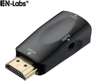 EnLabs CNHD2VGABK Gold-Plated HDMI-compatible to VGA Converter Adapter w/ 3.5mm Audio Port for PC, Laptop, DVD, Desktop and other HDMI-compatible Input to VGA output Devices - Black- 1920x1080p