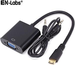 Enlabs ADMINIHD2VGAABK Active Mini HDMI to VGA Video Converter Adapter w/ 3.5mm Audio Port & Cable for Graphics Video Card/Tablets/Cameras/Camcorders