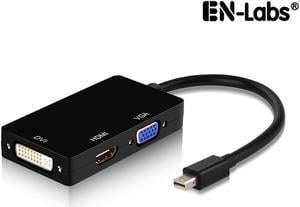 EnLabs ADMDP2VDHBK Thunderbolt Mini DisplayPort to HDMI/DVI/VGA Converter - 3-in-i Mini DP MDP to HDMI/DVI/VGA Multiport Adapter Cable - 1920x1080p - Black