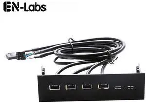 EnLabs FP525U24PL PC computer 5.25 inch 4 Ports USB 2.0 front panel USB Port Hub Splitter 60CM Dual 2 x USB 2.0 Type A Female to 9pin Cables -Black Plastic EnLabs FP525U24PL PC computer 5.25 inch 4 Ports USB 2.0 front panel USB Port Hub Splitter 60CM Dual 2 x USB 2.0 Type A Female to 9pin Cables -Black Plastic