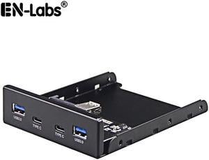 Enlabs FP35U32UC2M 2 x USB 3.1 Type C 5Gb/s & USB 3.0 PC Case 3.5 inch Floppy Bay Front Panel 4 Ports USB Hub  w/ SATA Power Connector (USB 3.0 20pin  Adapter Cable)