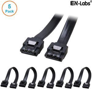 EnLabs 5PKSATAIII15CMBK 5 Pack SATA 3.0 6Gbps Straight HDD SDD Data Cable w/ Locking Latch - Black - 6 inch