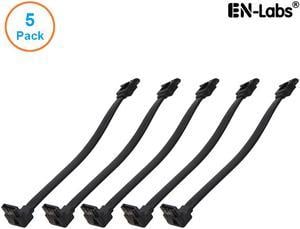 EnLabs 5PKSATAIII15CMBK90 5 Pack SATA 3.0 6Gbps Straight to 90 Degree Angle HDD SDD Data Cable w/ Locking Latch - Black - 6 inch