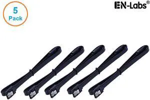 EnLabs 5PKSATAIII45CMBK 5 Pack SATA 3.0 6Gbps Straight HDD SDD Data Cable w/ Locking Latch - Black - 18 inch