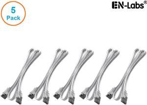 EnLabs 5PKSATAIII45CMCL 5 Pack SATA 3.0 6Gbps Straight HDD SDD Data Cable w/ Locking Latch - Clear - 18 inch