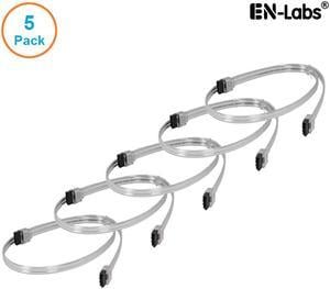 EnLabs 5PKSATAIII60CMCL 5 Pack SATA 3.0 6Gbps Straight HDD SDD Data Cable w/ Locking Latch - Clear - 24 inch