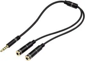 Audio Cable 3.5mm Jack Headphone Microphone Splitter,4 Pole Male to 2 Female Headset+ Mic Aux Extension Adapter for Android Phone & iPhone Audio Cable 3.5mm Jack Headphone Microphone Splitter,4 Pole Male to 2 Female Headset+ Mic Aux Extension Adapter for Android Phone & iPhone