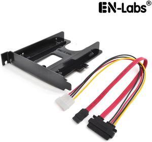 EnLabs PCIBR25SSDKIT PCI Slot 2.5" HDD/SSD Mounting Bracket w/ 40CM SATA Data & Power Combo Cable - 2.5" HDD to PCI Slot Rear Panel  Hard Drive Adapters - Black