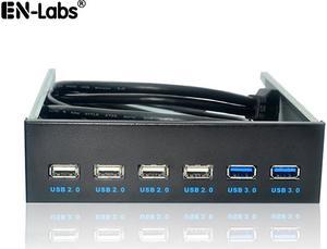 EnLabs FP525U24U32M PC Case 5.25 inch front panel 6 Ports USB Hub,2 Ports USB 3.0 & 4 Ports USB 2.0,2.6ft USB Type A Female to motherboard Adapter Cable