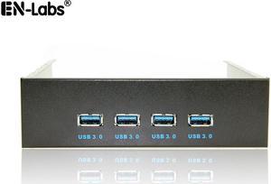EnLabs FP525U34M PC Case 5.25 inch front panel 4 Ports USB 3.0 USB Hub w/ Molex 4pin Power Connecor(USB 3.0 20pin Connector & 2.6ft Adapter Cable)