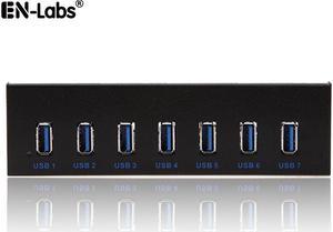 EnLabs FP525U37M PC Case 5.25 inch front panel 7 Ports USB 3.0 USB Hub w/ Molex 4pin Power Connecor(USB 3.0 20pin Connector & 2.6ft Adapter Cable)