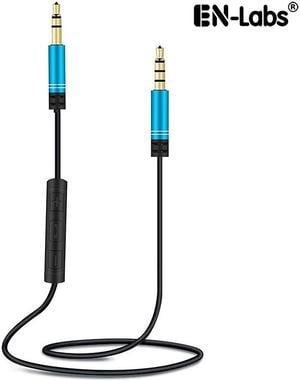 EnLabs 35RMMIC1MBL 3.5mm Aux Stereo Audio Cable w/ Mic and Volume Control In-line Remote Male Auxiliary Cord for Car, Headphone, iPhone, Computer Music and Voice Streaming -3.3ft - Black Blue