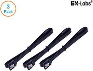 EnLabs 3PKSATAIII18BK 3 Pack SATA 3.0 6Gbps Straight HDD SDD Data Cable w/ Locking Latch - Black - 18 inch