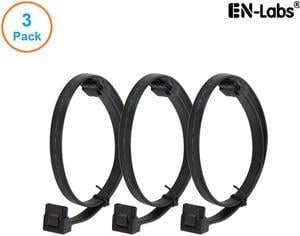 EnLabs 3PKSATAIII18BKA 3 Pack SATA 3.0 6Gbps Straight to 90 Degree Right-Angle HDD SDD Data Cable w/ Locking Latch - Black - 18 inch