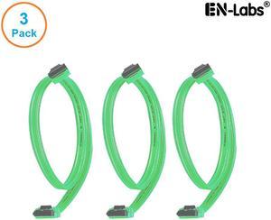 EnLabs 3PKSATAIII18GN 3 Pack SATA 3.0 6Gbps Straight HDD SDD Data Cable w/ Locking Latch - UV Green - 18 inch