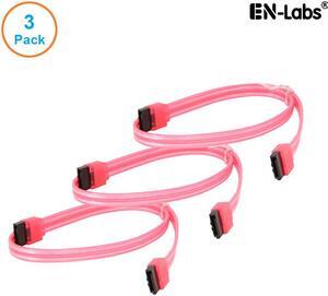 EnLabs 3PKSATAIII18RD 3 Pack SATA 3.0 6Gbps Straight HDD SDD Data Cable w/ Locking Latch - UV Red - 18 inch