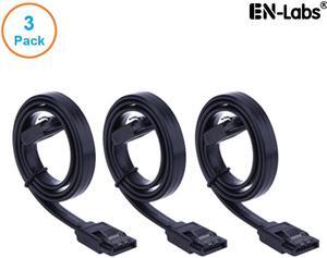 EnLabs 3PKSATAIII24BK 3 Pack SATA 3.0 6Gbps Straight HDD SDD Data Cable w/ Locking Latch - Black - 24 inch