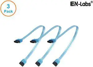 EnLabs 3PKSATAIII10BL 3 Pack SATA 3.0 6Gbps Straight HDD SDD Data Cable w/ Locking Latch - UV Blue - 10 inch
