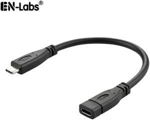 EnLabs USB10GCMF20CM 8 inches USB-C Type C Male to Female USB 3.1 Gen 2(10Gbps) Port Saver Adapter Cable - Black