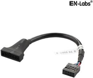 EnLabs ADUSB20M29F Motherboard USB 2.0 9Pin to USB 3.0 20pin Adapter Coverter Cable - USB 2.0 9pin Female to USB 3.0 20pin Male- Black