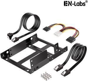 EnLabs 2X25TO35MAKIT Metal Dual 2.5" to 3.5" Hard Drive Bay Mounting Bracket w/ SATA Data Cable and Power Adatepr Cable- 2 X 2.5" to 3.5" HDD / SSD Mounting Bracket Kit - Black