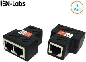 Enlabs PRRJ45SPL1X2 1Pair(2pcs) RJ45 Splitter Adapter, RJ45 Female 1 to 2 port Female Ethernet Coupler,Supports two devices access  the Internet simultaneously