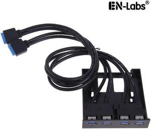 EnLabs FP35U34P PC Case 3.5 inch front panel 4 Ports USB 3.0 USB Hub ,Dual 60CM 2 x USB 3.0 Type A Female to Motherboard 20pin Splitter Cables -Black Plastic