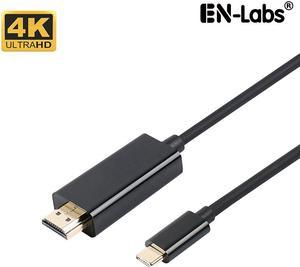 Enlabs USBC2HD6FT USB Type C to HDMI 4K Cable, Thunderbolt 3 compatible, DP Alt Mode, Male to Male, for MacBook/ MacBook Pro/ Chromebook Pixel/ Yoga 910/ XPS 13, 6 feet /Black