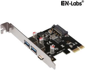 EnLabs PCIEU3A2CS USB 3.1 GEN 1(5Gbps)Type-C + 2 USB 3.0 Type-A PCI-e Express Card Desktop PCI Express Add On Card Adapter,Power by SATA