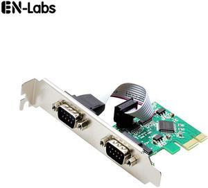 En-Labs PCIE22XDB9V2 2 Port RS-232 RS232 DB9 Serial COM to PCI-E PCI Express Card Controller Adapter Converter w/ Full Profile Bracket