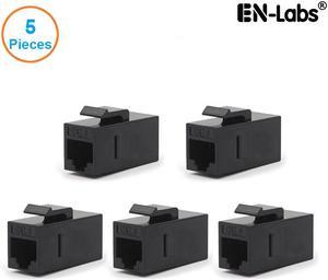 Enlabs WPCAT65PK 5-PACK CAT6 UTP RJ45 Jack Female to Female Coupler Keyston Insert Snap-in Connector Socket Adapter for Wall Plate,Outlet Patch Panel,Black