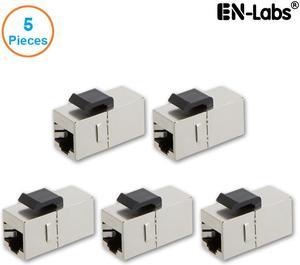 Enlabs WPCAT6STP5PK 5-PACK Shielded CAT6 STP RJ45 Jack Female to Female  Inline Modular Coupler with Keystone Latch, RJ45 Modular Coupler for Panel Connection for Wall Plate Panel Connection