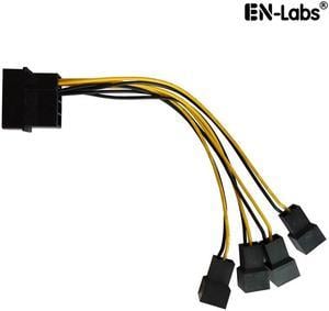 12cm Molex 4pin LP4 to Case cooling Fan 3-pin 3 Multi-Fan Out Power Adapter Converter Cable w/  4x12V output