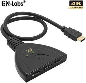 EnLabs HD4K1X3SWPT 3X1 4K2K@30Hz HDMI-compatible Switch,3 In 1 Out UHD  4K 2K 2160P@30Hz 1080P@60Hz HDMI-compatible Switcher w/ 1.64ft HDMI-compatible Pigtail Cable