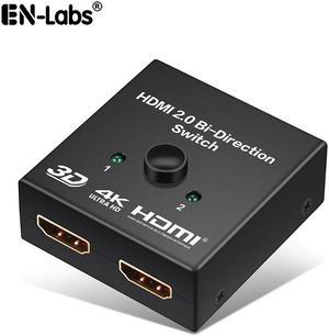 EnLabs HD24KABSW HDMI--compatible 2.0 Switch, 2x1 or 1x2 HDMI-compatible Bi-Directional Switcher with HDCP 2.2 Pass Through, Support UHD 4Kx2K@60Hz & 3D